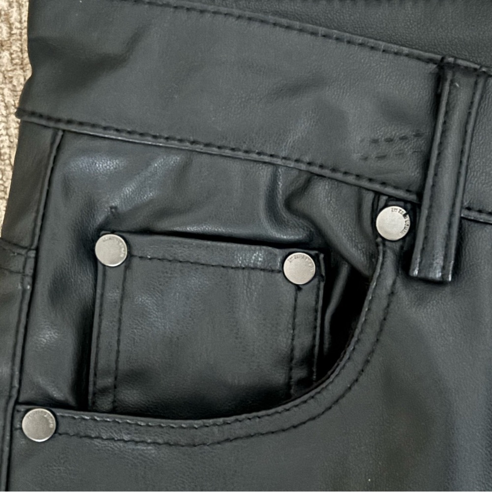 Zara Black Faux Leather Tailored Wide Leg Pants, Size 10 - Picture 9 of 11